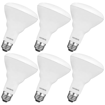 Luxrite BR30 LED Light Bulbs 8.5W (65W Equivalent) 650LM 2700K Warm White Dimmable E26 Base 6-Pack LR31870-6PK